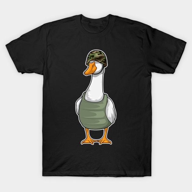 Duck Soldier Helmet T-Shirt by Markus Schnabel